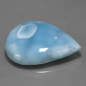 Larimar naturale blu da 52,05 ct, taglio a pera, opaco