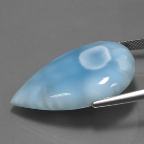 Larimar naturale blu da 52,05 ct, taglio a pera, opaco