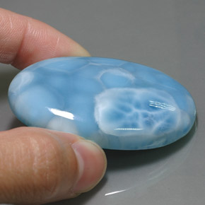 Larimar naturale blu da 149,60 ct, taglio ovale, opaco