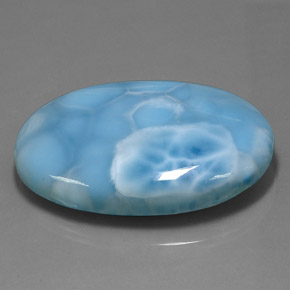 Larimar naturale blu da 149,60 ct, taglio ovale, opaco