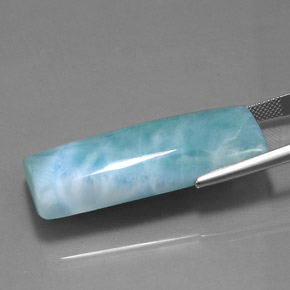 Larimar naturale blu da 60,74 ct, baguette, opaco