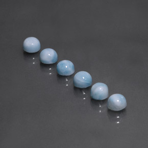 Larimar naturale blu da  ct, taglio rotondo, opaco