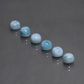 Larimar naturale blu da  ct, taglio rotondo, opaco