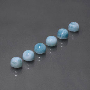 Larimar naturale blu da  ct, taglio rotondo, opaco