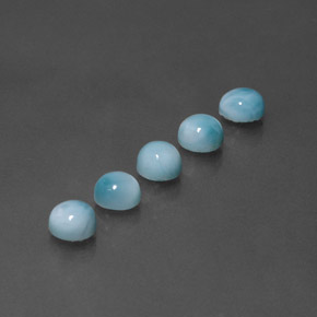 Larimar naturale blu da  ct, taglio rotondo, opaco