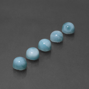 Larimar naturale blu da  ct, taglio rotondo, opaco