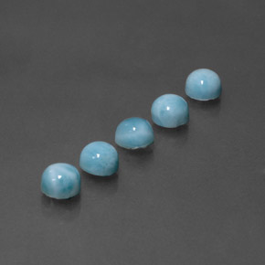 Larimar naturale blu da  ct, taglio rotondo, opaco