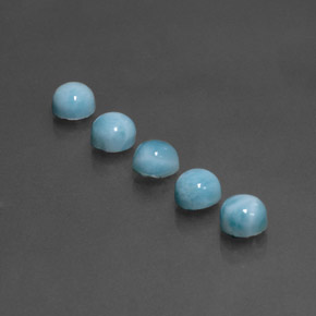Larimar naturale blu da  ct, taglio rotondo, opaco