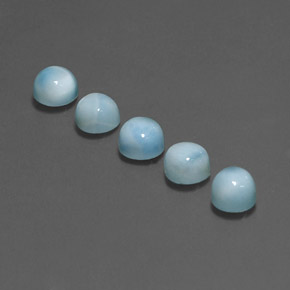 Larimar naturale blu da  ct, taglio rotondo, opaco