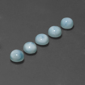 Larimar naturale blu da  ct, taglio rotondo, opaco