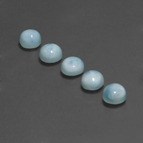 Larimar naturale blu da  ct, taglio rotondo, opaco