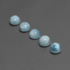 Larimar naturale blu da  ct, taglio rotondo, opaco