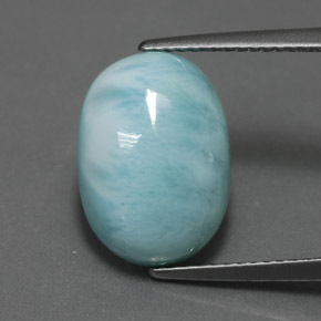 Larimar naturale blu da 7,33 ct, taglio ovale, opaco