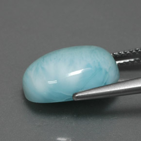 Larimar naturale blu da 7,33 ct, taglio ovale, opaco