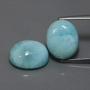 Larimar naturale blu da  ct, taglio ovale, opaco
