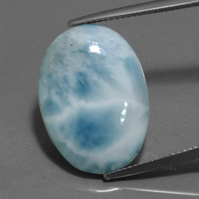 Larimar naturale blu da 18,44 ct, taglio ovale, opaco