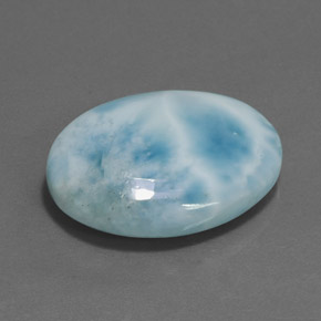 Larimar naturale blu da 18,44 ct, taglio ovale, opaco