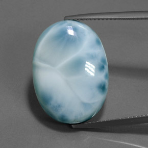 Larimar naturale blu da 24,16 ct, taglio ovale, opaco