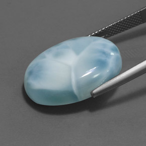 Larimar naturale blu da 24,16 ct, taglio ovale, opaco