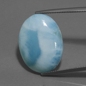 Larimar naturale blu da 15,89 ct, taglio ovale, opaco