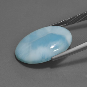 Larimar naturale blu da 15,89 ct, taglio ovale, opaco