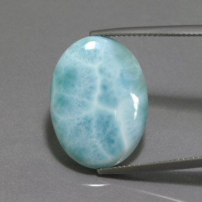 Larimar naturale blu da 15,50 ct, taglio ovale, opaco