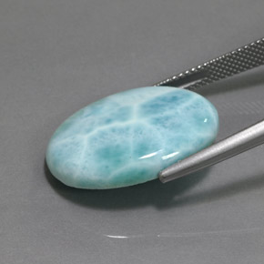 Larimar naturale blu da 15,50 ct, taglio ovale, opaco
