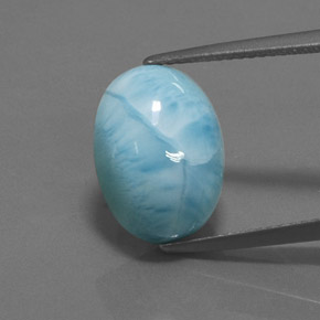 Larimar naturale blu da 7,87 ct, taglio ovale, opaco