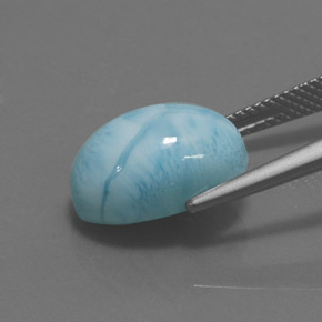 Larimar naturale blu da 7,87 ct, taglio ovale, opaco