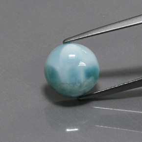 Larimar naturale blu da 4,26 ct, taglio rotondo, opaco