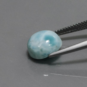 Larimar naturale blu da 4,26 ct, taglio rotondo, opaco