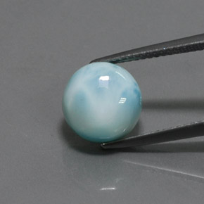 Larimar naturale blu da 4,85 ct, taglio rotondo, opaco
