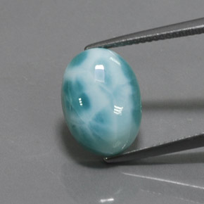 Larimar naturale blu da 6,91 ct, taglio ovale, opaco