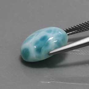 Larimar naturale blu da 6,91 ct, taglio ovale, opaco