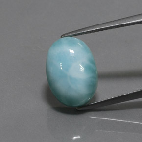 Larimar naturale blu da 7,08 ct, taglio ovale, opaco