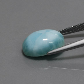 Larimar naturale blu da 7,08 ct, taglio ovale, opaco