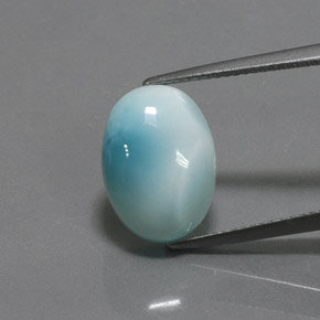 Larimar naturale blu da 7,44 ct, taglio ovale, opaco