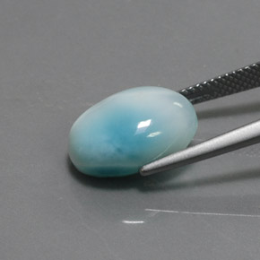Larimar naturale blu da 7,44 ct, taglio ovale, opaco