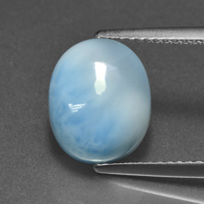 Larimar naturale blu da 4,80 ct, taglio ovale, opaco