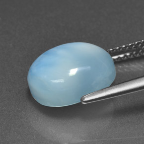 Larimar naturale blu da 4,80 ct, taglio ovale, opaco