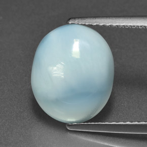Larimar naturale blu da 4,65 ct, taglio ovale, opaco