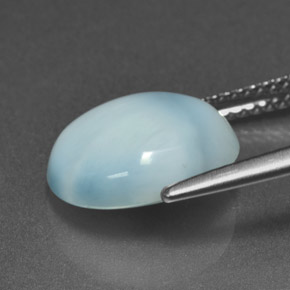 Larimar naturale blu da 4,65 ct, taglio ovale, opaco