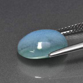 Larimar naturale blu da 5,04 ct, taglio ovale, opaco