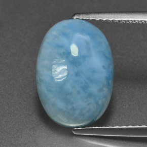 Larimar naturale blu da 6,88 ct, taglio ovale, opaco
