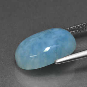Larimar naturale blu da 6,88 ct, taglio ovale, opaco