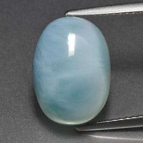 Larimar naturale blu da 7,96 ct, taglio ovale, opaco