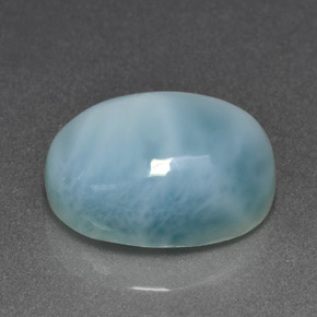 Larimar naturale blu da 7,96 ct, taglio ovale, opaco
