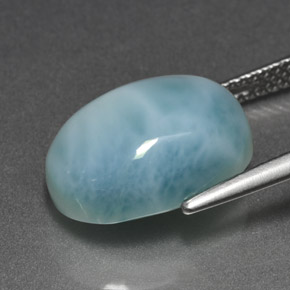 Larimar naturale blu da 7,96 ct, taglio ovale, opaco