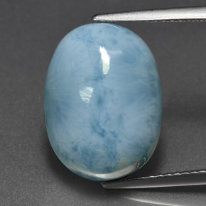 Larimar naturale blu da 11,25 ct, taglio ovale, opaco