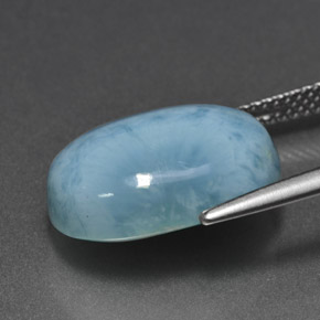 Larimar naturale blu da 11,25 ct, taglio ovale, opaco
